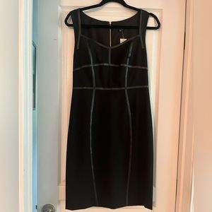 Black Calvin Klein dress with faux leather detail